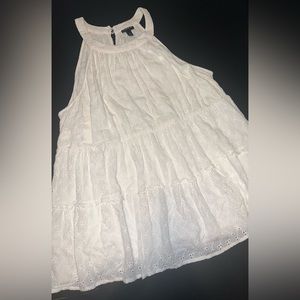 Torrid White Babydoll Eyelet Tiered Halter Top Size 0 (L 12) EUC